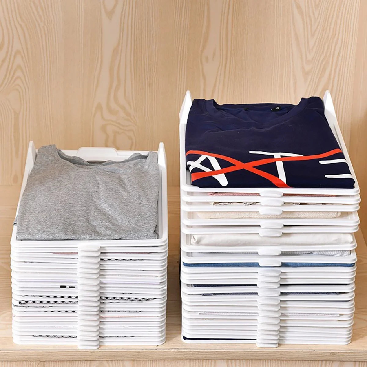 Layered Folding Clothes Storage Board  Pants T-Shirt Organizer Rack for Home Wardrobe Short Sleeve Classification Stacking Board