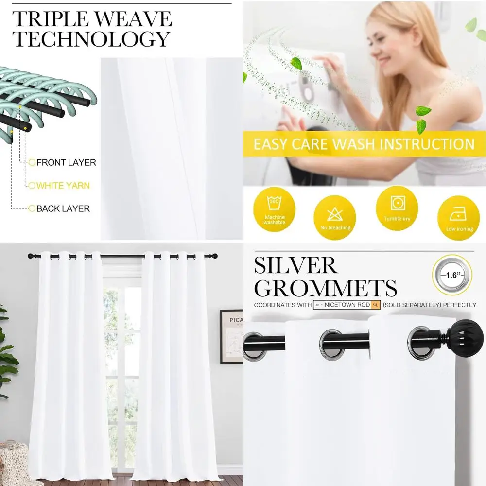 

50% Light-Blocking, 55x96 Inch, 2-Panel Modern Grommet Curtains for Dining Area