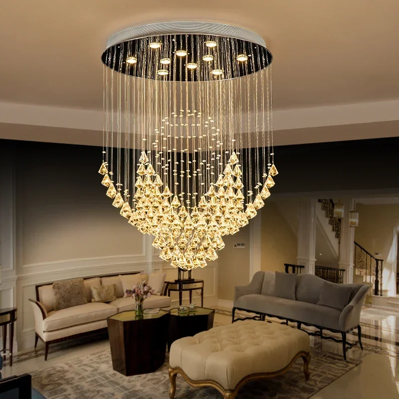 Living Room Crystal Chandelier Creative Design Sense Villa Duplex Staircase Light Fashion Long Chandelier Dining Room Chandelier