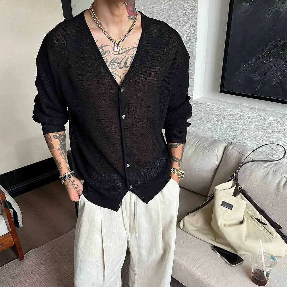 

Осенняя мужская однотонная рубашка с длинными рукавами в американском стиле ретро, модный тренд High Street, свободный повседневный дышащий нишевый мужской топ 2025