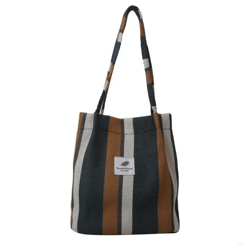 

Large Capacity Shopper Bag Stylish Striped Shoulder Bags Handbag Perfect for School and Shopping 20CA