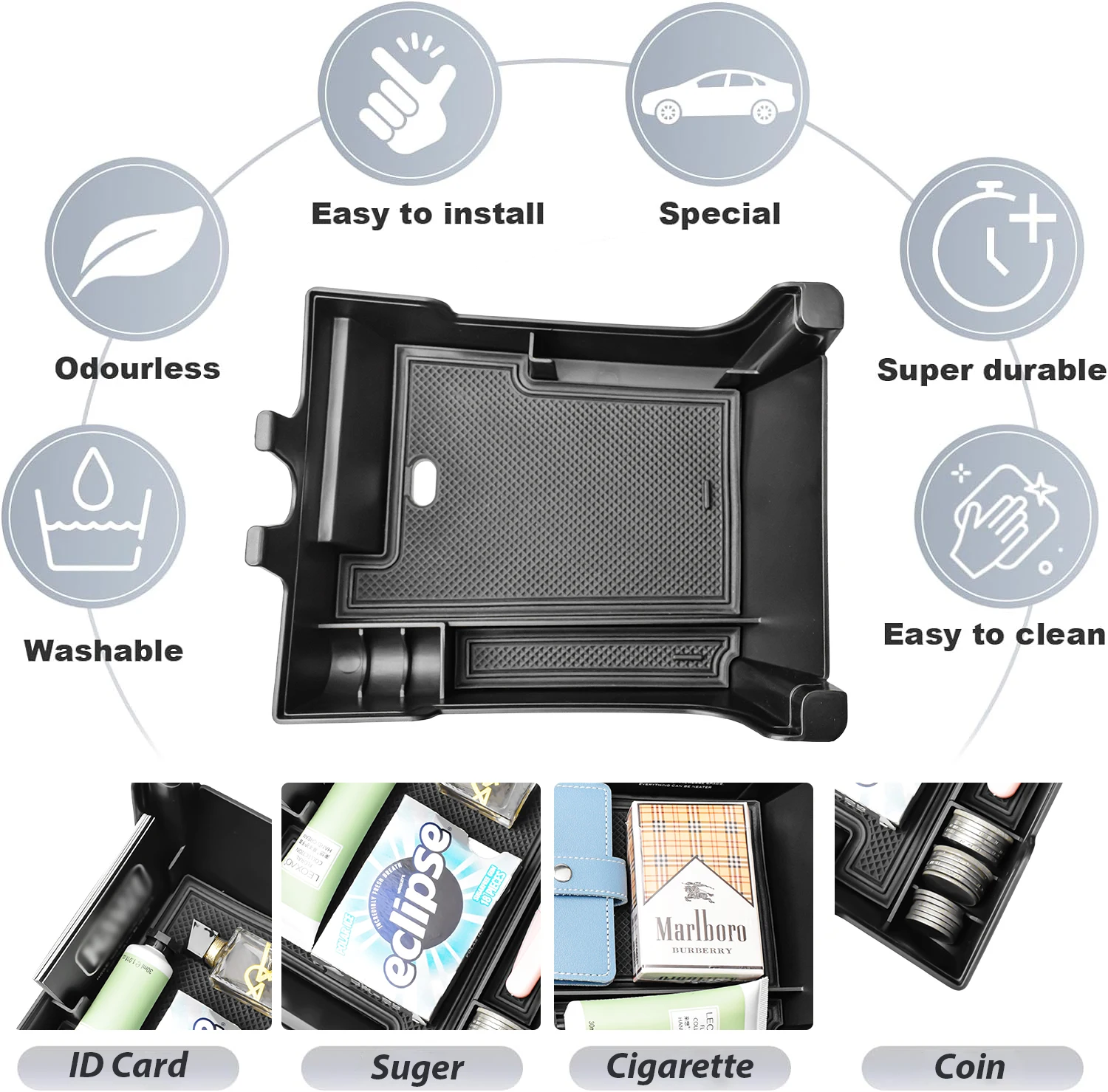 SixthSmoy Center Console Tray For Ford Edge 2021 2022 2023 2024 Car Box Organizer Armrest Storage Box Insert Tray Accessories