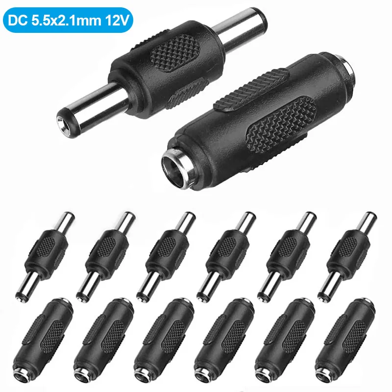 5.5x2.1mm conector de alimentação dc 12v/24v macho fêmea barril jack tomada para câmera cctv segurança tira led adaptador de áudio do carro