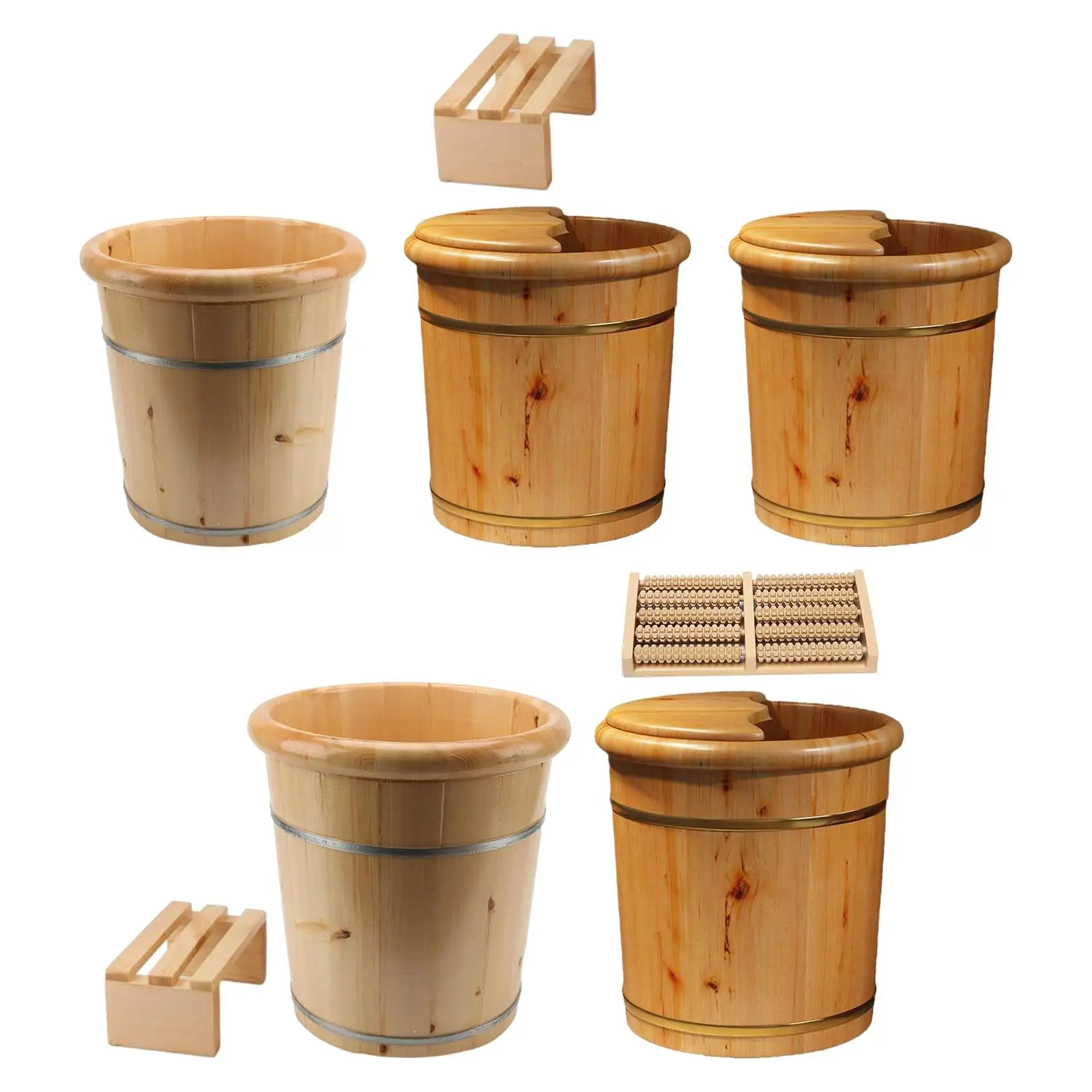 Wood Foot Bath Pedicure Tub SPA Foot Soaking Bath Basin Foot Washbasin Foot Soak Tub for Travel Sauna Home Use Outdoor Bathroom