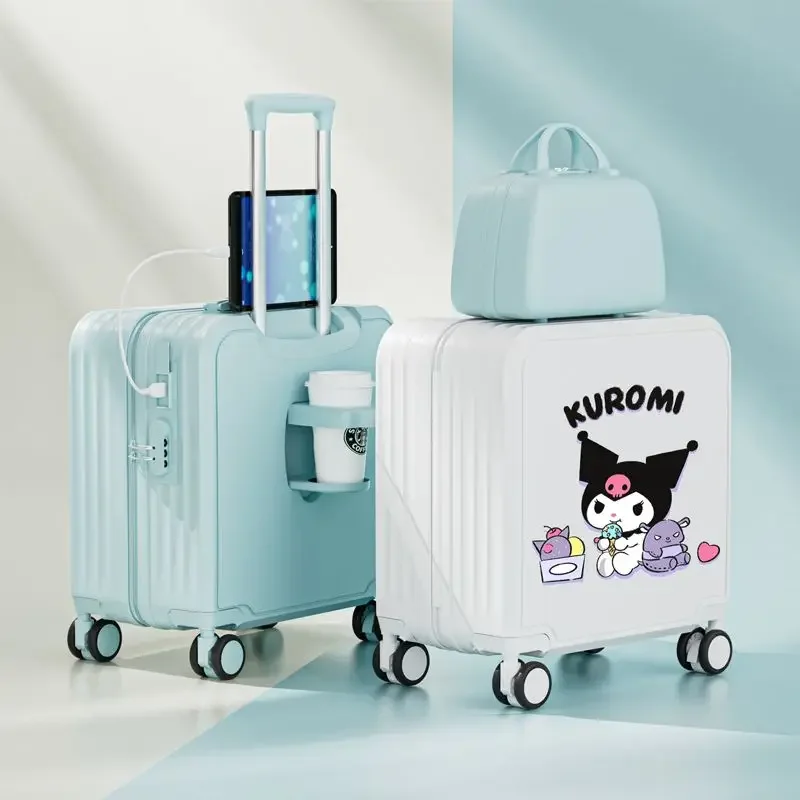 Kawaii  Anime Ins Fashion Sanrio Luggage Boarding Case Cute Kuromi Cinnamoroll Children Trolley Password Travel Box Gifts Kids