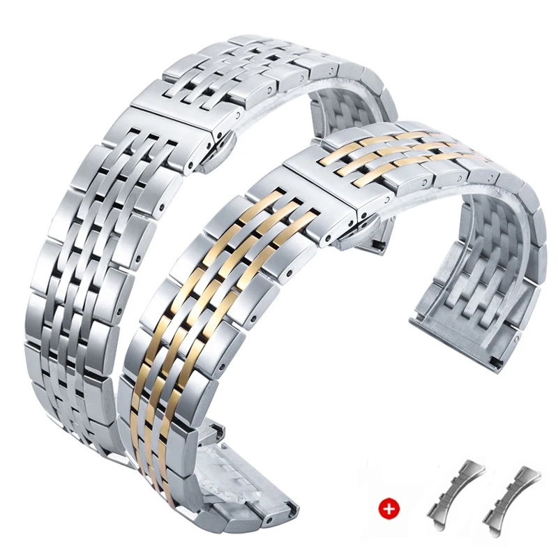 UTHAI316L Stainless Steel Seven Bead Watch Strap 18mm 19mm 20mm 21mm 22mm Solid Butterfly Buckle Universal Watchband Accessories