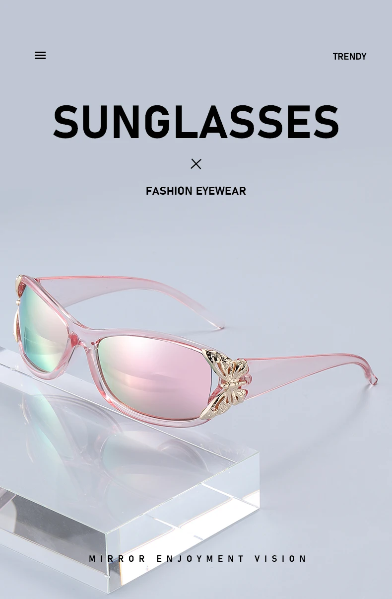 Modische und elegante Schmetterlings-Sonnenbrille für Damen im Freien, UV-Schutz, Sonnenschutz, bunte Sonnenbrille JH3058 – Detail 2