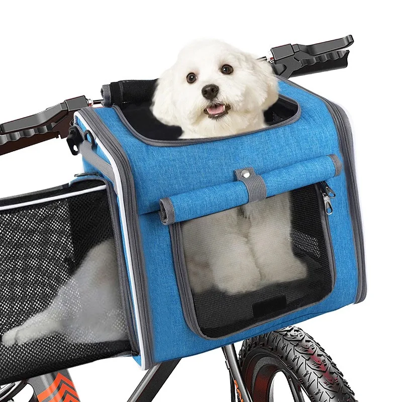 Bicycle Pet Carrier Breathable Mesh Bike Puppy Carrier Bag Portable Extensible Dog Cat Carriers Outdoor Travel Cycling Pets Bags