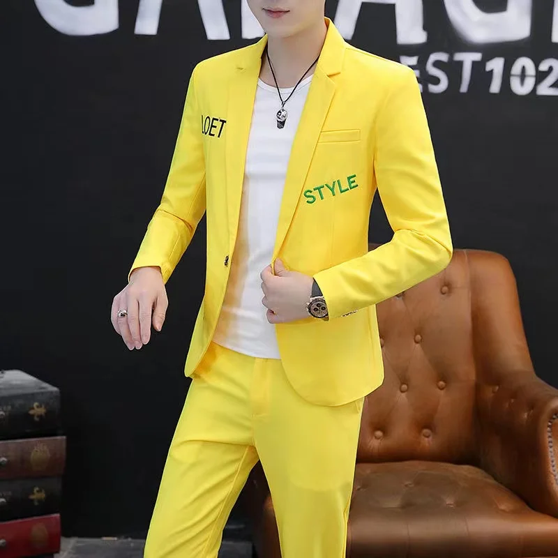 2024 negocios de dos piezas de hombre, 비공식 버전, coreana, traje Delgado, trajes de boda