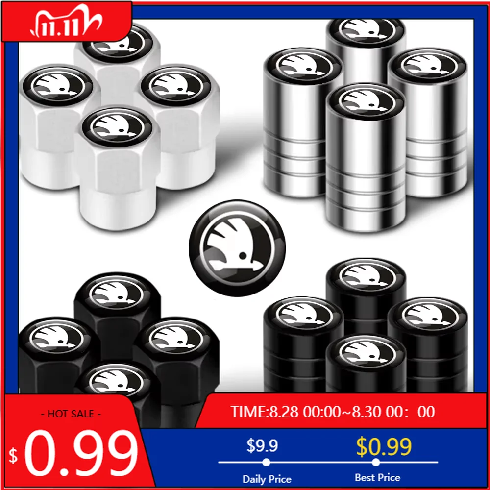 

Car Sticker 4pcs Metal Car Wheel Tire Valve Caps Stem Case Covers Accessories For Skoda S Kodiaq Octavia A5 2 3 Yeti Karoq Rapid