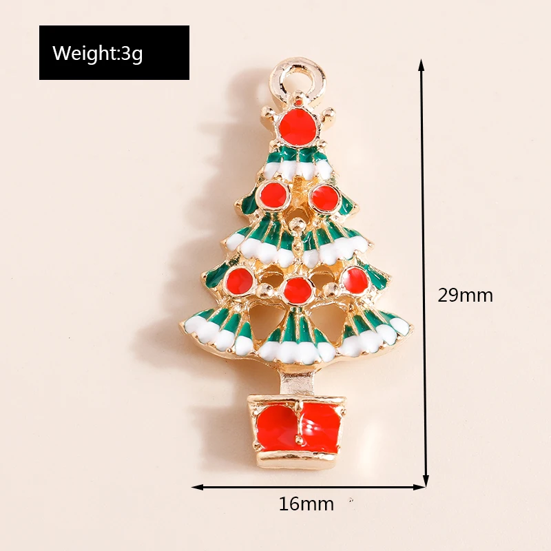20 Stück gemischte niedliche Emaille-Weihnachtsbaum-Anhänger für die Schmuckherstellung, Tropfenohrringe, Halsketten, Armbänder, DIY-Bastelzubehör – Detail 16