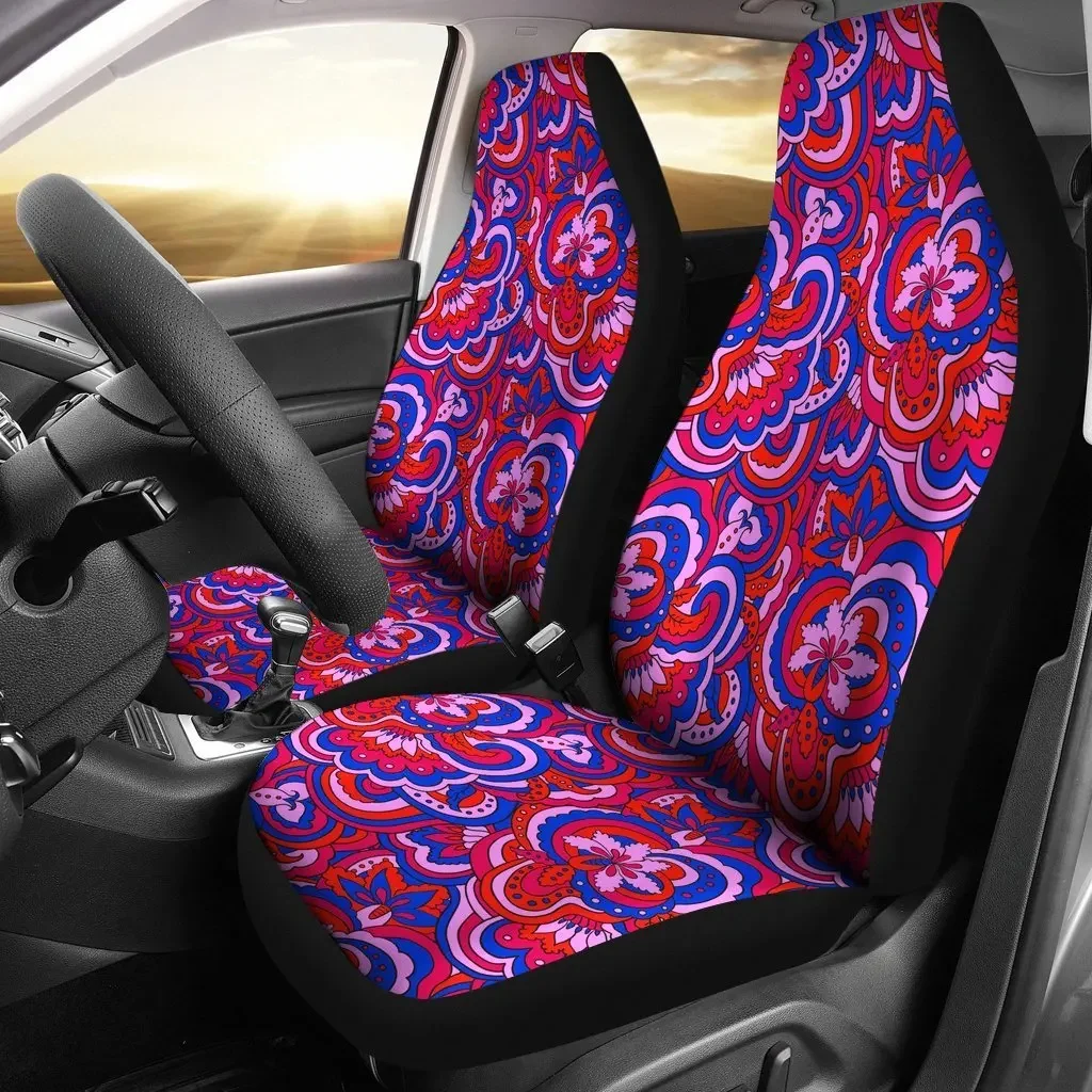 Psychedelic Print Pattern Seat Cover Car Seat Covers Set 2 Pc, Car Accessories Car Mats