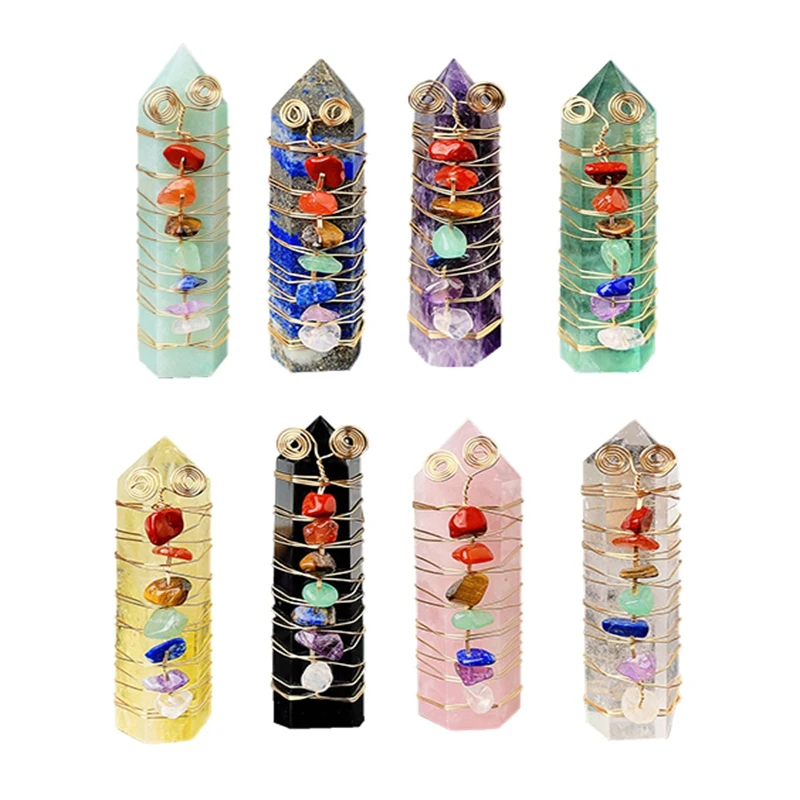 Natural Crystal Colorful Gravel Crystal Column Crystal Crafts Home Decoration