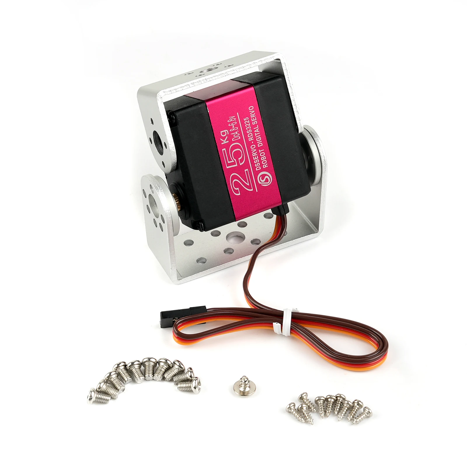 2 個 RDS3225 二軸 25 キロロボットデジタルサーボモーターメタルギア 180/270 度ロング + ショートブラケット付きサーボ部品 RC カー用