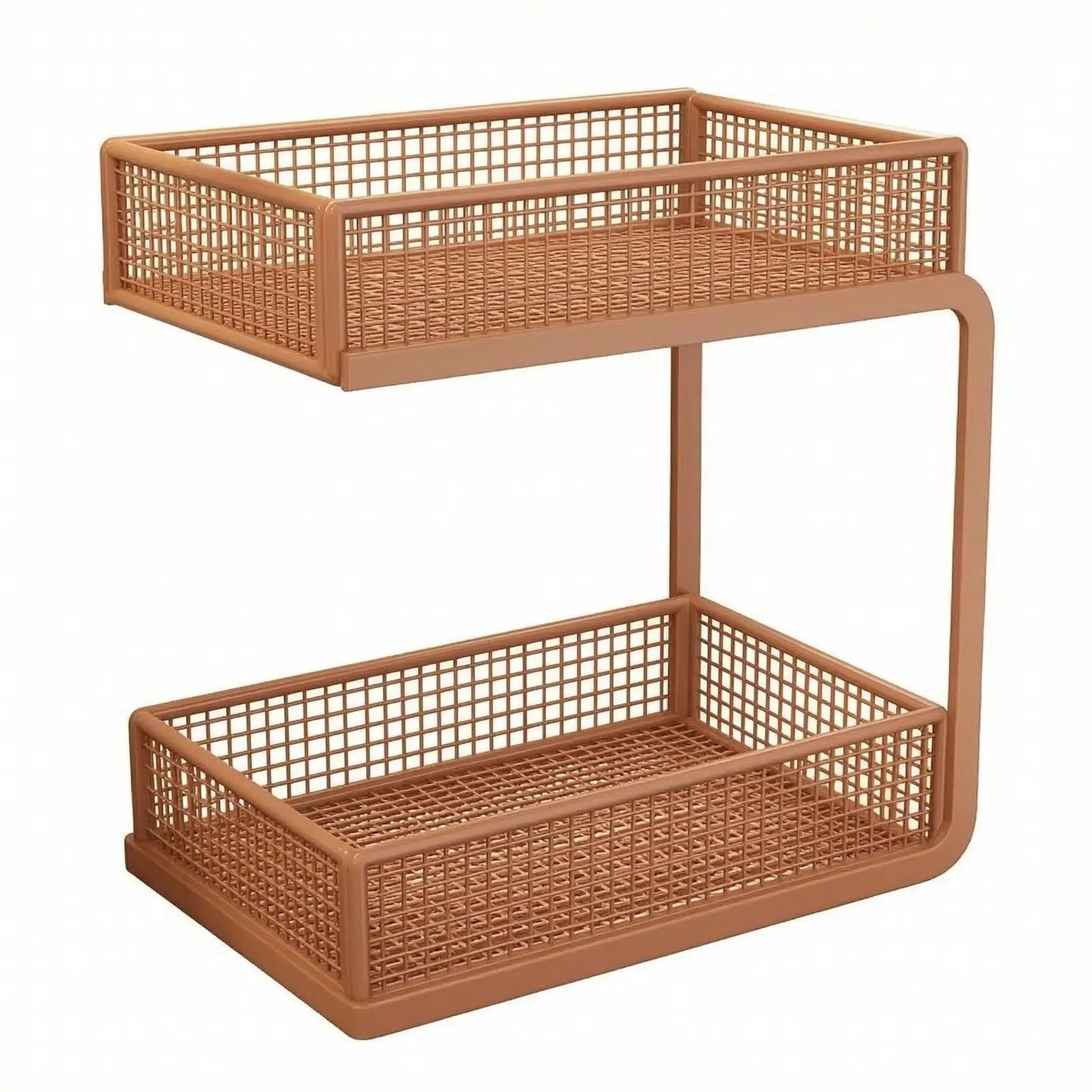 Kitchen Countertop Storage Rack Iron Two Tray Organizer for Tea Supplies and Everyday Household Items