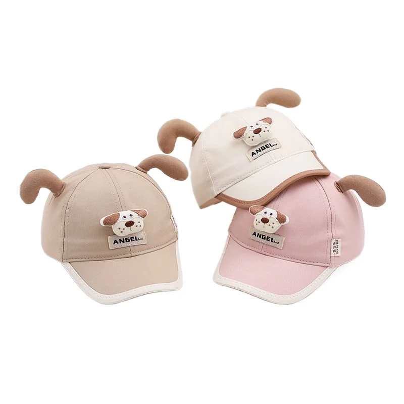 Cotton Sun Hats for Kids Baby Summer Snapback Hat Baby Girls and Boys Cartoon Cute Dog Embroidery Children Baseball Cap