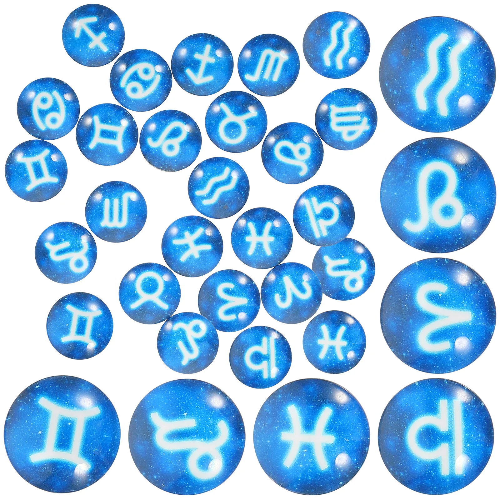 

20Pcs Imitation Gemstone Cabochons 12 Constellation Zodiac Designs for DIY Jewelry Making Craft Hobby Supplies