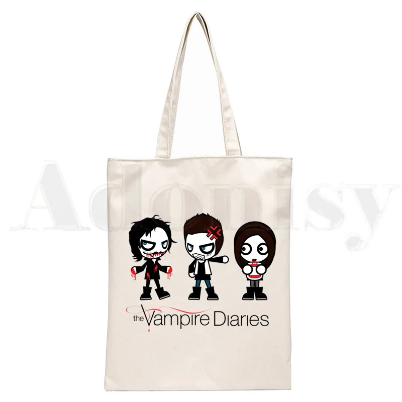 The Vampire Diaries Handbags Shoulder Bags Casual Shopping Damon Salvatore Handbag Elegant Chronicles Vampiricas Canvas Bag