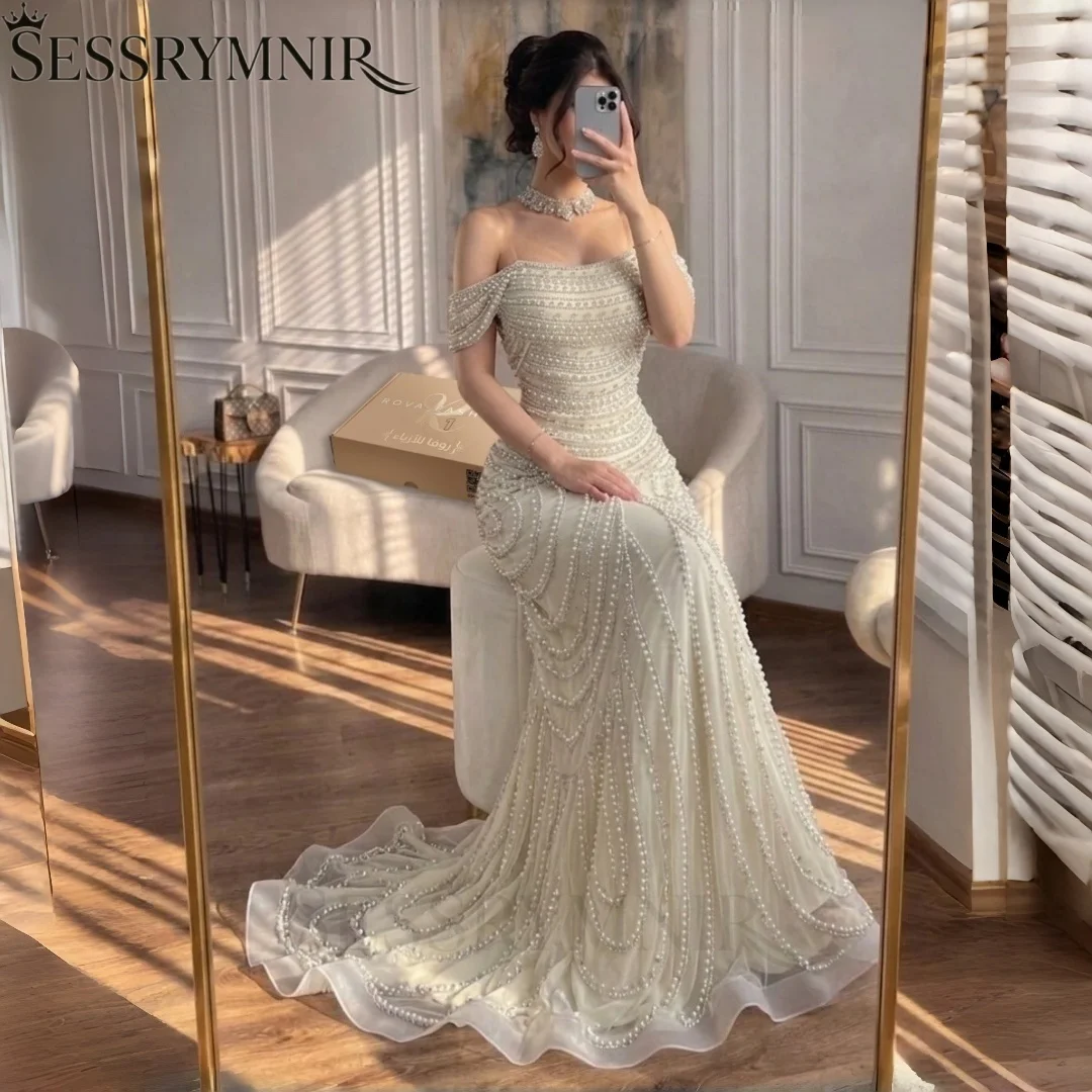 SESSRYMNIR Women'S Formal Evening Gowns Customize Evening Dresses Off-The-Shoulder Floor-Length Mermaid Lace Elegant Party Dress