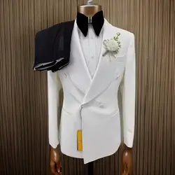 Double Breasted Wedding Men Suits for Groom Tuxedo 2 Pcs Shawl Lapel Slim Fit Male Suit Jacket with Pants In Stock