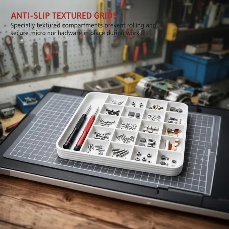 Slots Multi Compartment Plastic Sorting Tray Hardware Paint Brush Craft Electronic Repair Desktop Storage