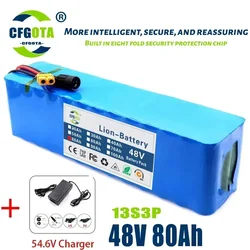 48V 80Ah 1000w 13S3P XT60 48V Lithium ion Battery Pack 80000mah For 54.6v E-bike Electric bicycle Scooter with BMS+charger