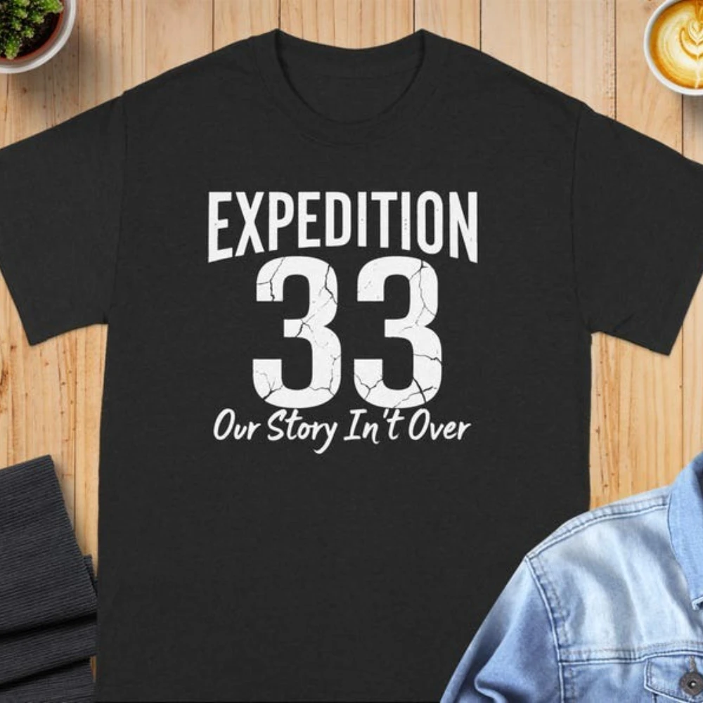 

Vintage Expedition Adventure High Quality Shirt 33 Our Story Isn't Over Graphic Tee Unique Casual Wear Bold Number Design Tops