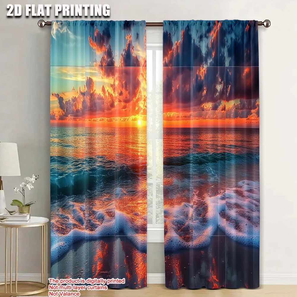 

2pc, Curtain sunset Durable Polyester,Without Electricity Family Party Decoration for Living Room, Outdoor Decor
