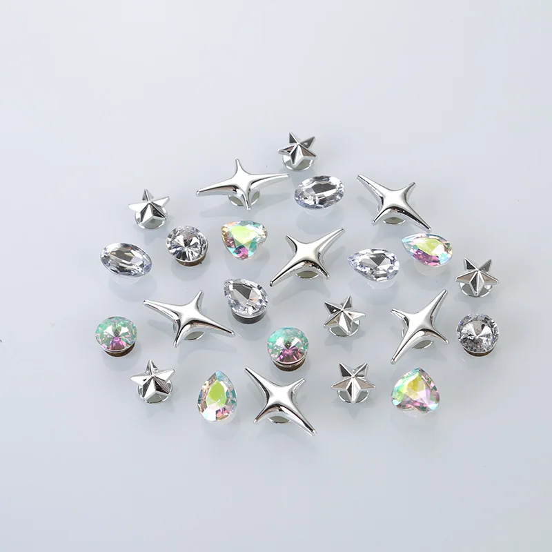 New Shiny Starry Sky Hole Shoe Charms Accessories Shoe Buckle Fashion Rhinestone 3D Shoes Flower DIY Shoes Decorations