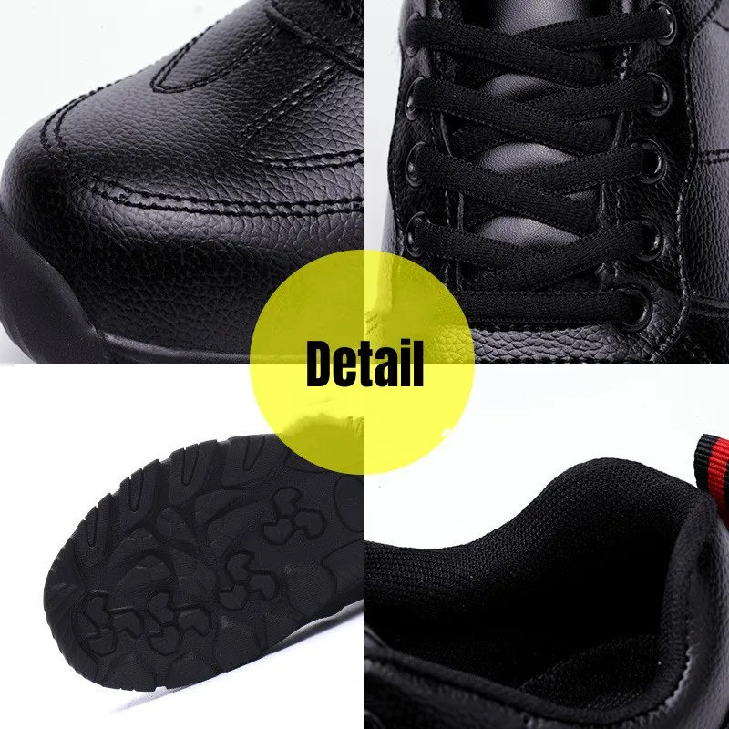 Waterproof Safety Shoes Men Steel Toe Work Boots Anti-smash Puncture-Proof Leather Shoes Protective Boots Indestructible Shoes