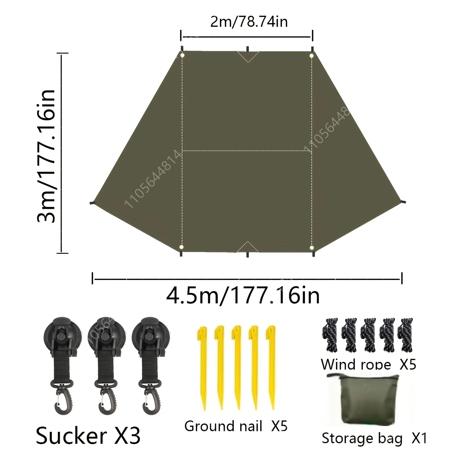 Butterfly Car Side Awning Silver Coated Anti-UV Waterproof Camping Sun Shade For SUV RV Pickup Van image 3