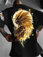 Dragon Ball Broly Goku Men T-Shirt Black Cotton Anime Graphic Green Hair Power Up Z Mark DAS Print Sleeve Super Saiyan Streetwea