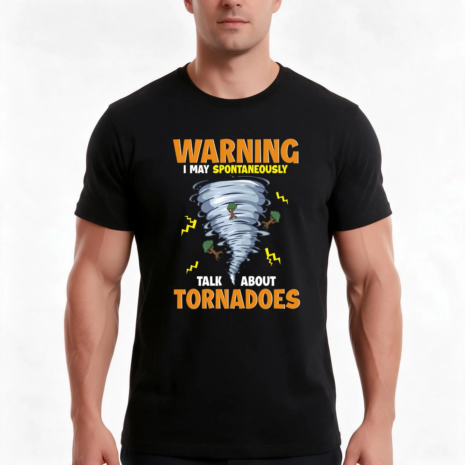 Warning I May Spontaneously Talk About Tornadoes T-Shirt, Summer Casual Cotton Tee, Oversized Streetwear Tops, Unisex Men Women