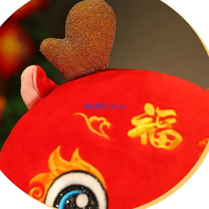 Q0KB Short Plush Dragon Doll Spring Festival Decor Cuddle Toy ClawMachine Supplies