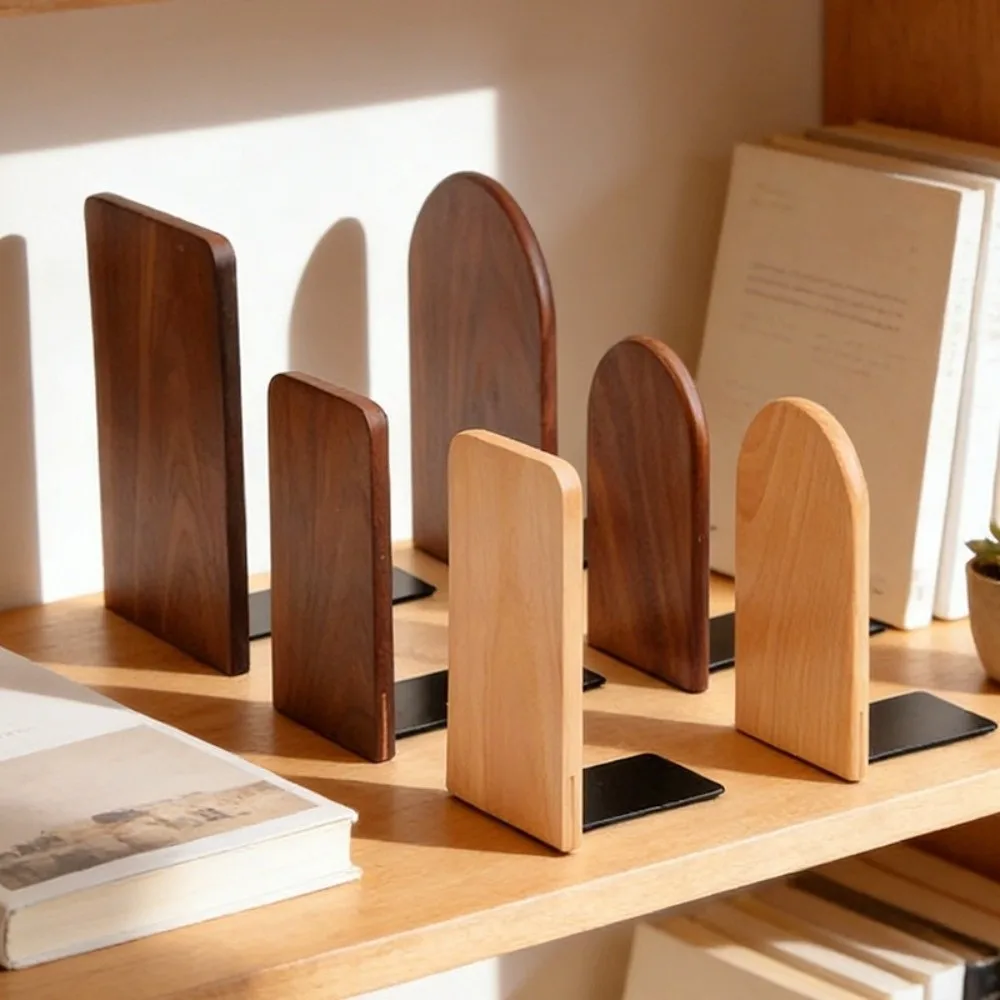 High Quality Solid Wood Wooden Bookends Detachable Anti-Slip Wood Book Stoppers Desk Book Organizer Book Supports Students