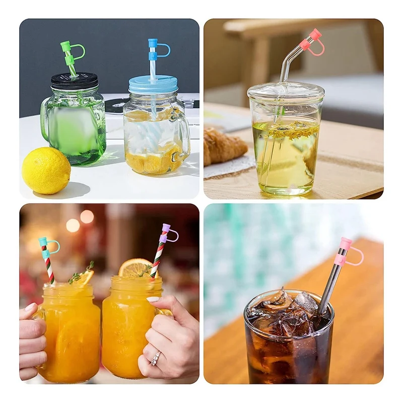 36-teilige wiederverwendbare Silikon-Strohhülle für 8 mm Strohhalme, Zuhause, Küche, Party-Dekoration