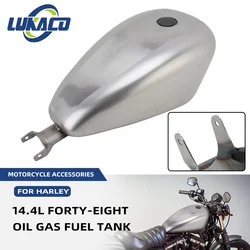 New 14.4L Motorcycle Unpainted Forty-eight Oil Gas Fuel Tank Iron Fit For Harley Sportster XL 883 72 1200 Roadster 2007-2023