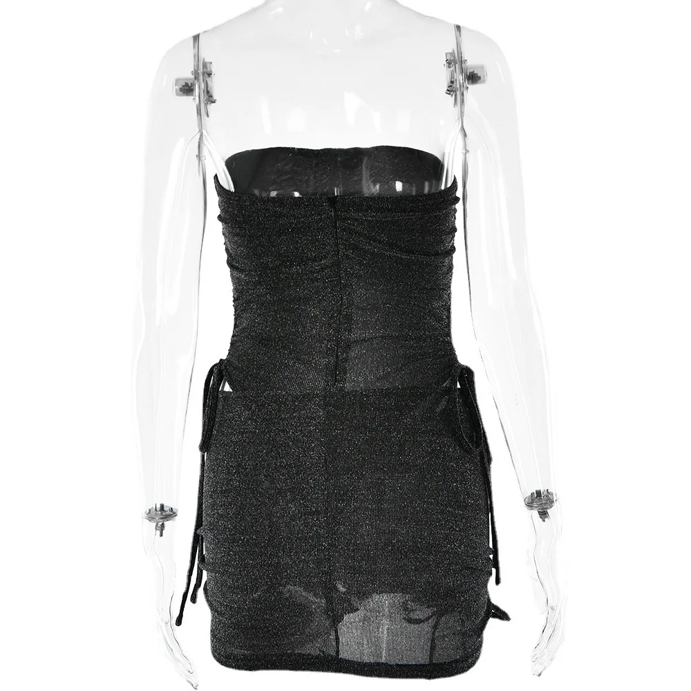 ชุดเซ็ตสองชิ้นแฟชั่นฤดูใบไม้ผลิ 2023 ชุดเดรสเข้ารูปผูกเชือกแบบเซ็กซี่