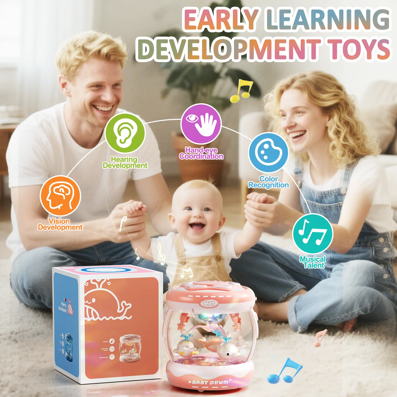 ألعاب موسيقية مضيئة للأطفال من عمر 6 إلى 12 شهرًا، ألعاب دوارة لزحف البطن للأطفال الصغار من عمر 12 إلى 18 شهرًا، ألعاب تعلم الطفل المبكر #4