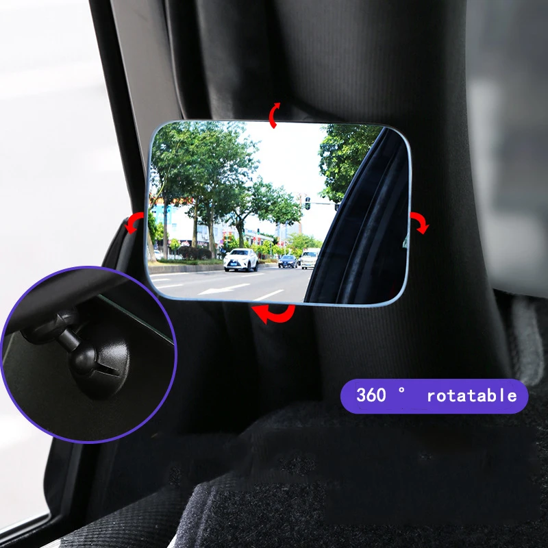 

Universal Car Auxiliary Mirror Rear View Mirror Auxiliary Reversing 360 Degree Wide Angle Adjustable Parking Rimless Mirrors