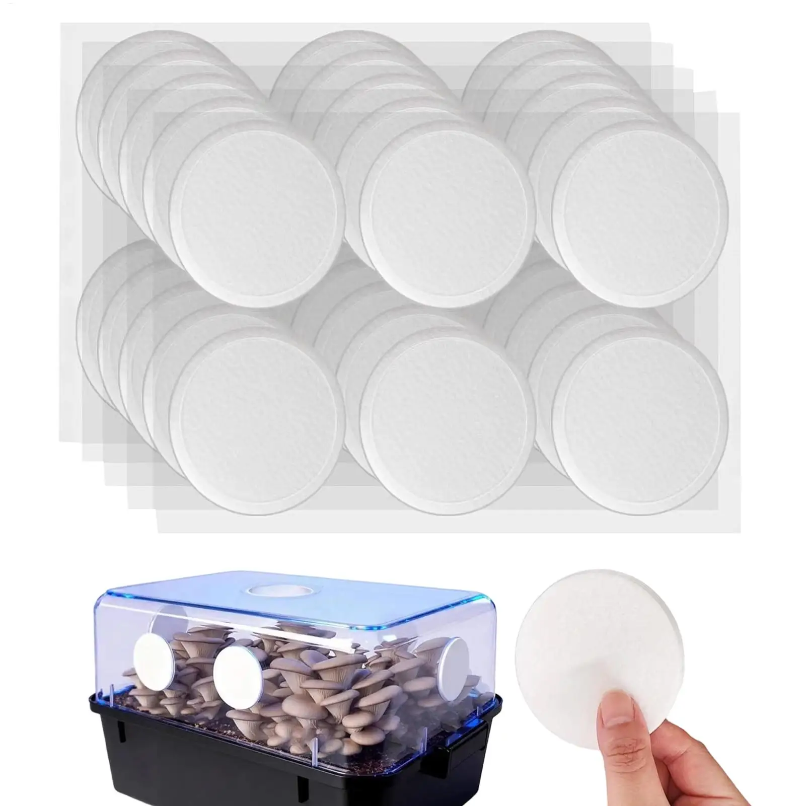 30 Pieces Monotub Water Filters Adhesive Reusable Breathable Pads Mushroom Growing Supplies for Cultivation Bag Grow Kit