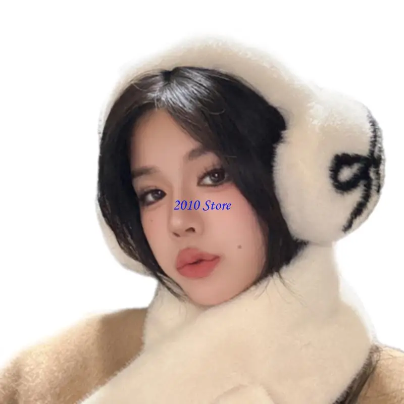 

F3MF Bowknot Ear Warmer Fashion Pattern Ear Protectors For Winter Outdoor Activity