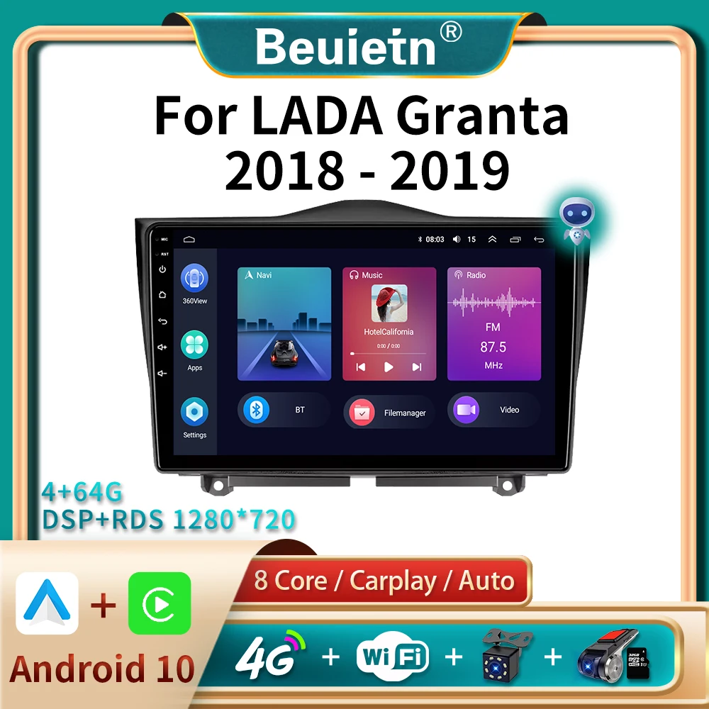 

2 Din Android 10 Car Stereo Radio For LADA BA3 Granta Cross 2018 2019 GPS Navigation Multimedia Video Player Carplay Screen DVD