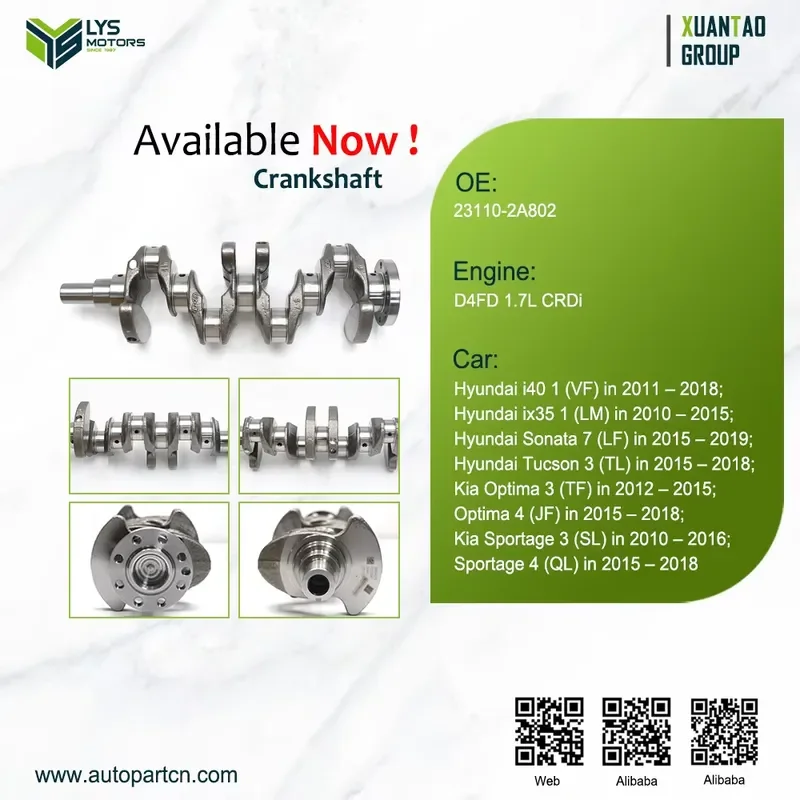 Cast Crankshaft for D4FD 1.7 CRDi i40 ix35 Tucson 23110-2A802 23110-2A810 23111-2A801
