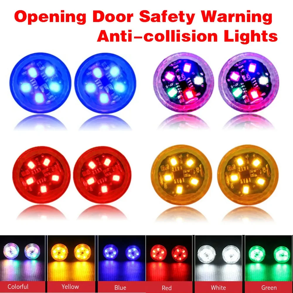 

2 pcs LED Strobe Lamp Car Openning Door Anti-Collision Warning Light Safety Flash Lights Wireless Magnetic Strobe Signal Lamp