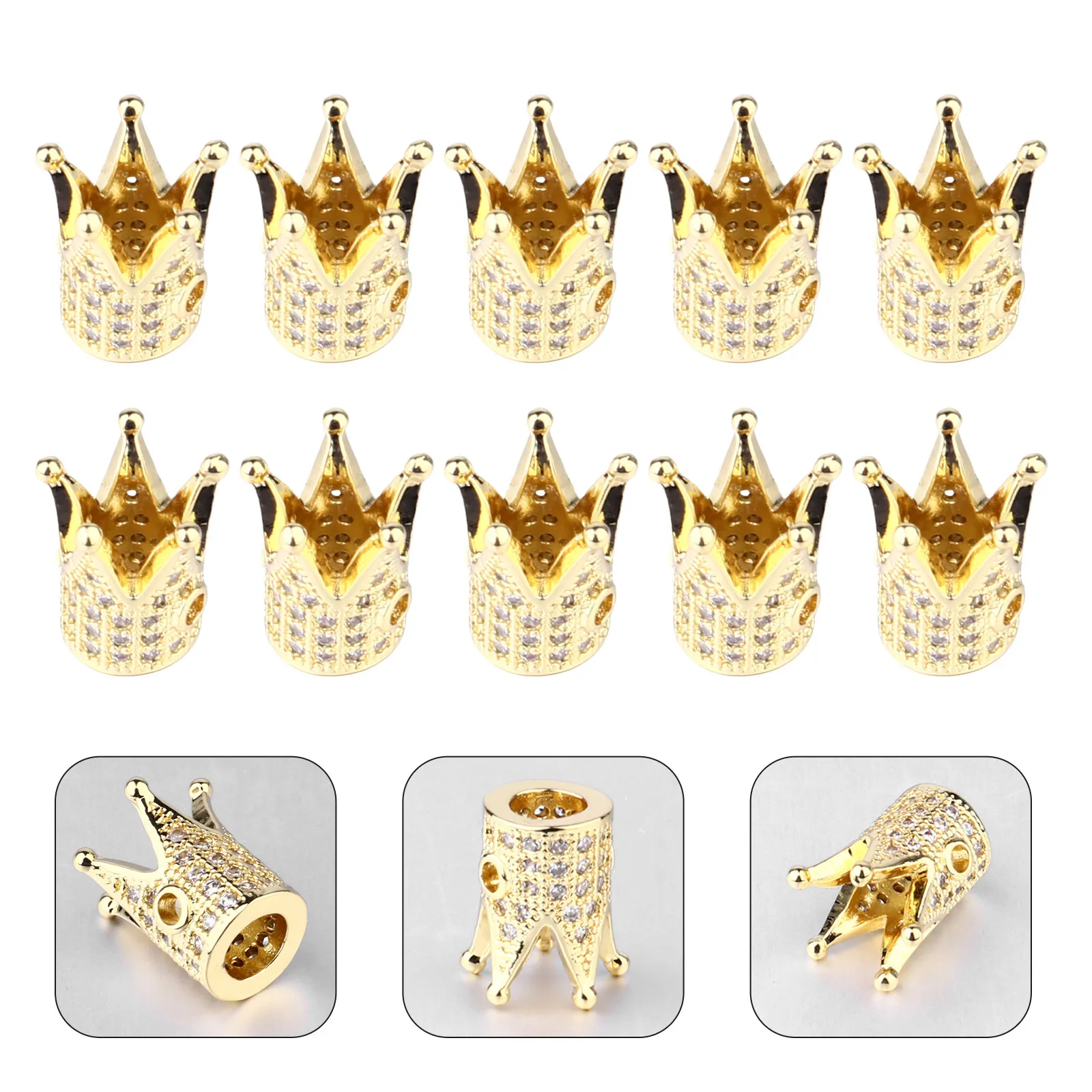 

10 шт. бусин-подвесок в форме мини-корон для браслетов и ожерелий, металлические, для рукоделия, DIY