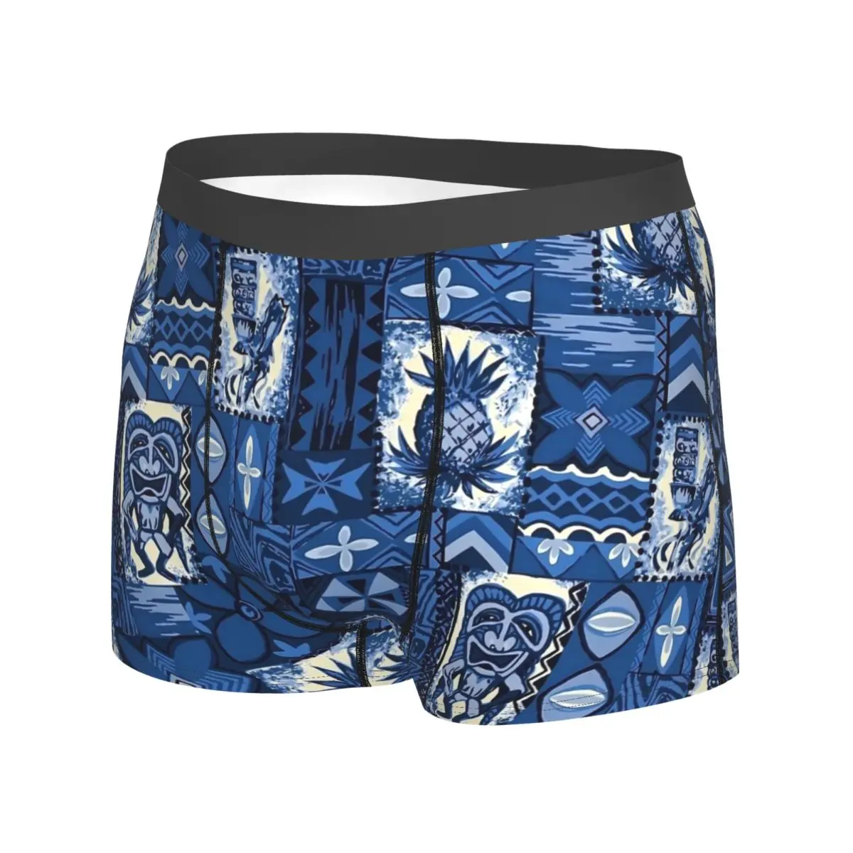 Tiki Hawaiian Vintage Tapa Underwear 3D Pouch Hot Trunk Sublimation Boxer Brief Breathable Men Underpants Plus Size 2XL