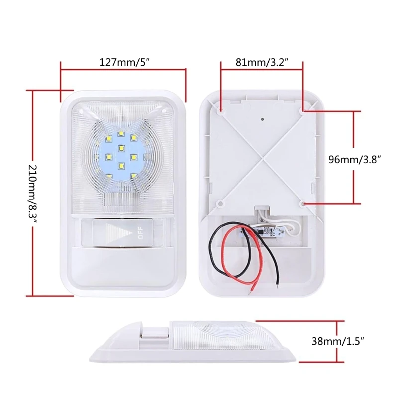 Luces LED Q39F para vehículos recreativos, luz techo Interior con interruptor encendido/apagado para vehículos remolques y