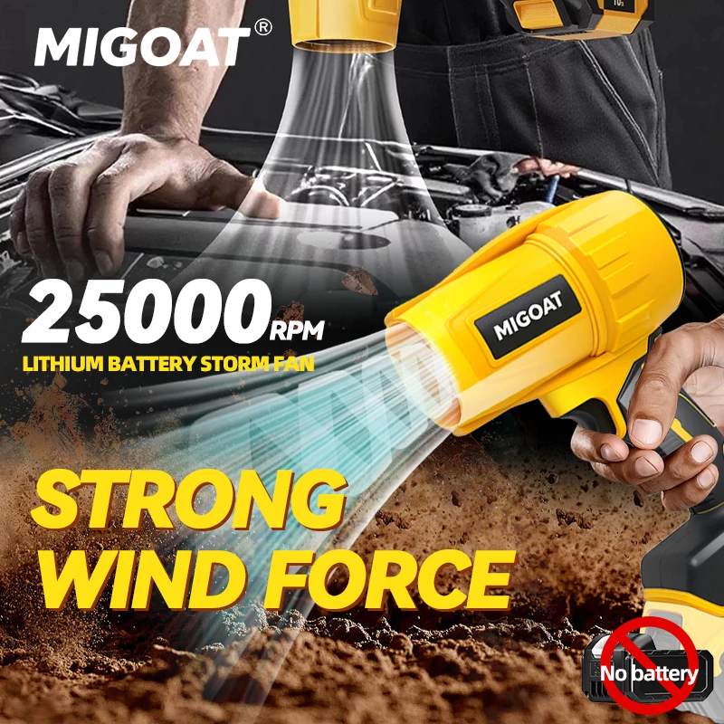 

MIGOAT storm blower Electric Hair Drier Handheld Super Strong Wind Turbo Air Blower For Dewalt 20V Battery Power Tool