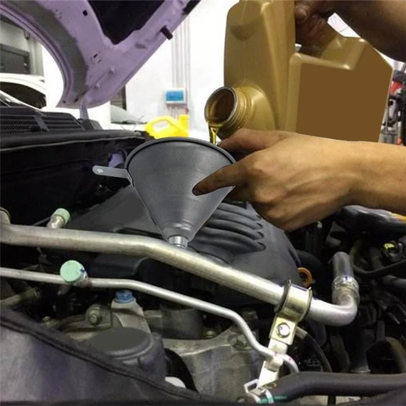 유니버설 깔때기 자동차 오일 주입 깔때기 엔진 오일 변속기 오일 파워 스티어링 오일용 플렉스 팁 포함 철제 깔때기